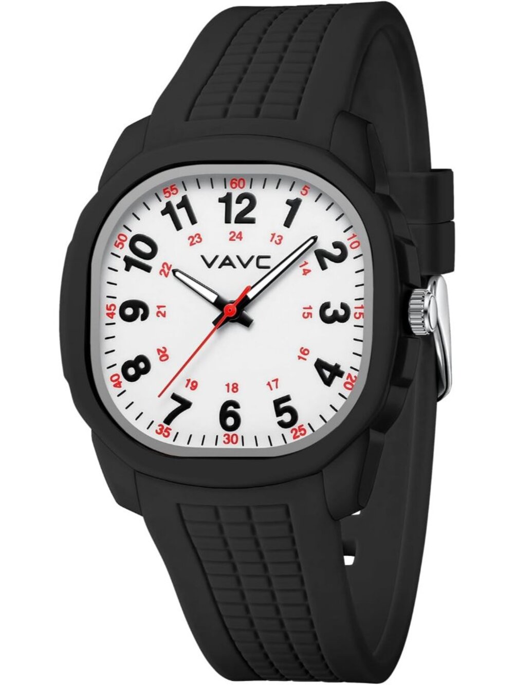 Women's Black Comfortable Lightweight Case Silicone Band Easy to Read Dial Watch